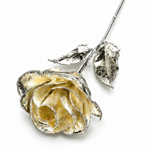 Rosa Plateada Eterna Natural En Baño Completo de Plata Flor De Adorno Regalos