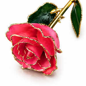 Rosa Rosa Eterna Natural En Baño de Oro 24k Flor De Adorno Regalos