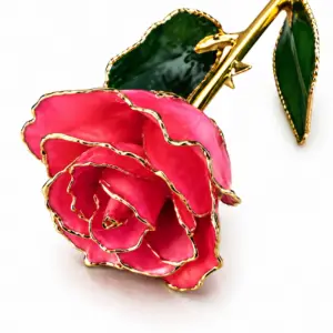 Rosa Rosa Eterna Natural En Baño de Oro 24k Flor De Adorno Regalos