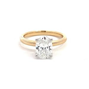 Anillo 14kt Oro Amarillo Diamante de Laboratorio Oval 1.50ct