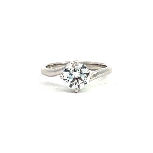 Anillo 14kt Oro Blanco Diamante de Laboratorio Redondo 1.20ct