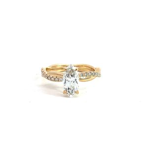 Anillo 14kt Oro Amarillo Piedras Diamante de Laboratorio Marquesa 1.00ct