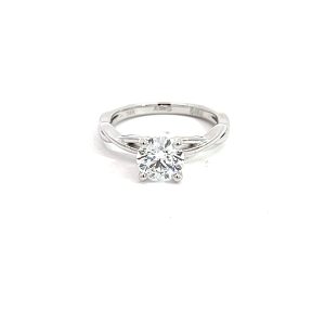 Anillo 14kt Oro Blanco Diamante de Laboratorio Redondo 1.00ct