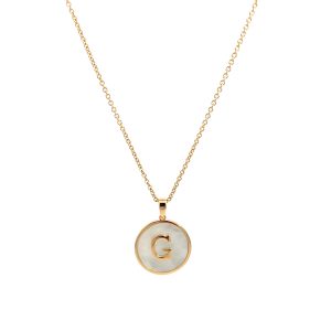Gargantilla 14k Oro Amarillo Inicial Personalizada con Nacar