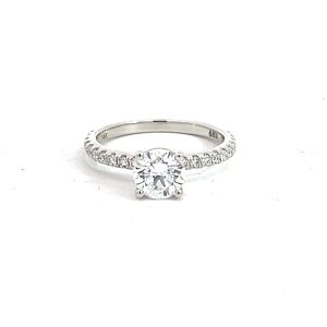 Anillo 14kt Oro Blanco Piedras Diamante de Laboratorio Redondo 1.00ct