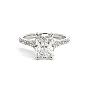 Anillo 14kt Oro Blanco Piedras Diamante de Laboratorio Radiante 2.00ct