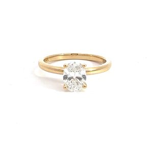 Anillo 14kt Oro Amarillo Diamante de Laboratorio Oval 1.00ct