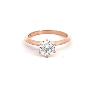Anillo 14kt Oro Rosa Clasico con Diamante de Laboratorio Redondo 1.00ct