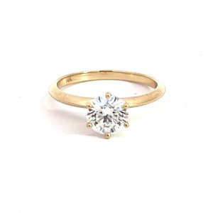 Anillo 14kt Oro Amarillo Clasico con Diamante de Laboratorio Redondo 1.00ct