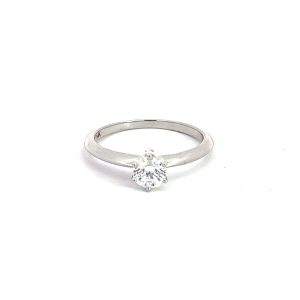 Anillo 14kt Oro Blanco Clasico con Diamante de Laboratorio Redondo 0.50ct