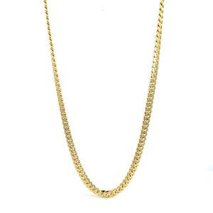 Cadena 10k Oro Amarillo Tejido Barbado Broche perico 5mm