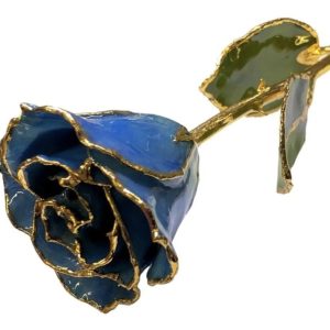 Rosa Azul Eterna Natural En Baño de Oro 24k Flor De Adorno Regalos