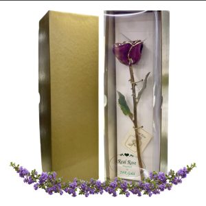 Rosa Morada  Eterna Natural En Baño de Oro 24k Flor De Adorno Regalos