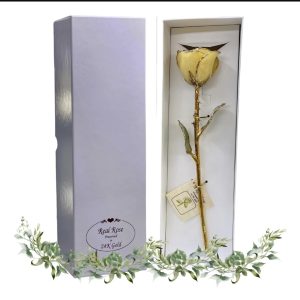 Rosa Blanca Eterna Natural En Baño de Oro 24k Flor De Adorno Regalos