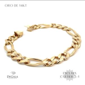 Pulsera Esclava 14k Tejido 3-1 Oro Amarillo Hombre Joyeria