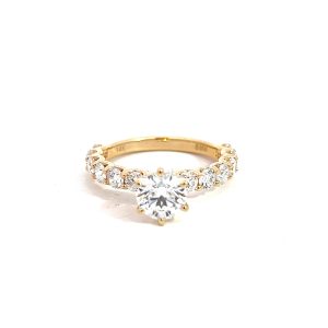 Anillo 14kt Oro Amarillo con Piedras Diamante de Lab Redondo 1.00ct