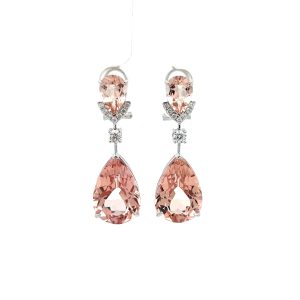 Aretes 14kt Oro Blanco Morganita 24ct