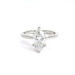 Anillo Plata 925 con Diamante de Laboratorio Corte Marqueza 1.00ct