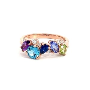 Anillo 14kt Oro Rosa Piedras Naturales - Familiar Mamá