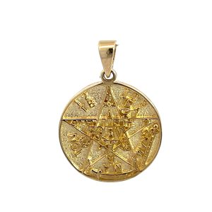 Medalla Tetragramaton 14k oro amarillo solido