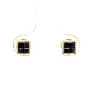 Aretes 14kt Oro Amarillo con Diamantes Negros