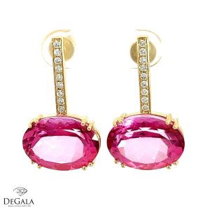 Aretes 14kt Oro Amarillo Topacio Rosa
