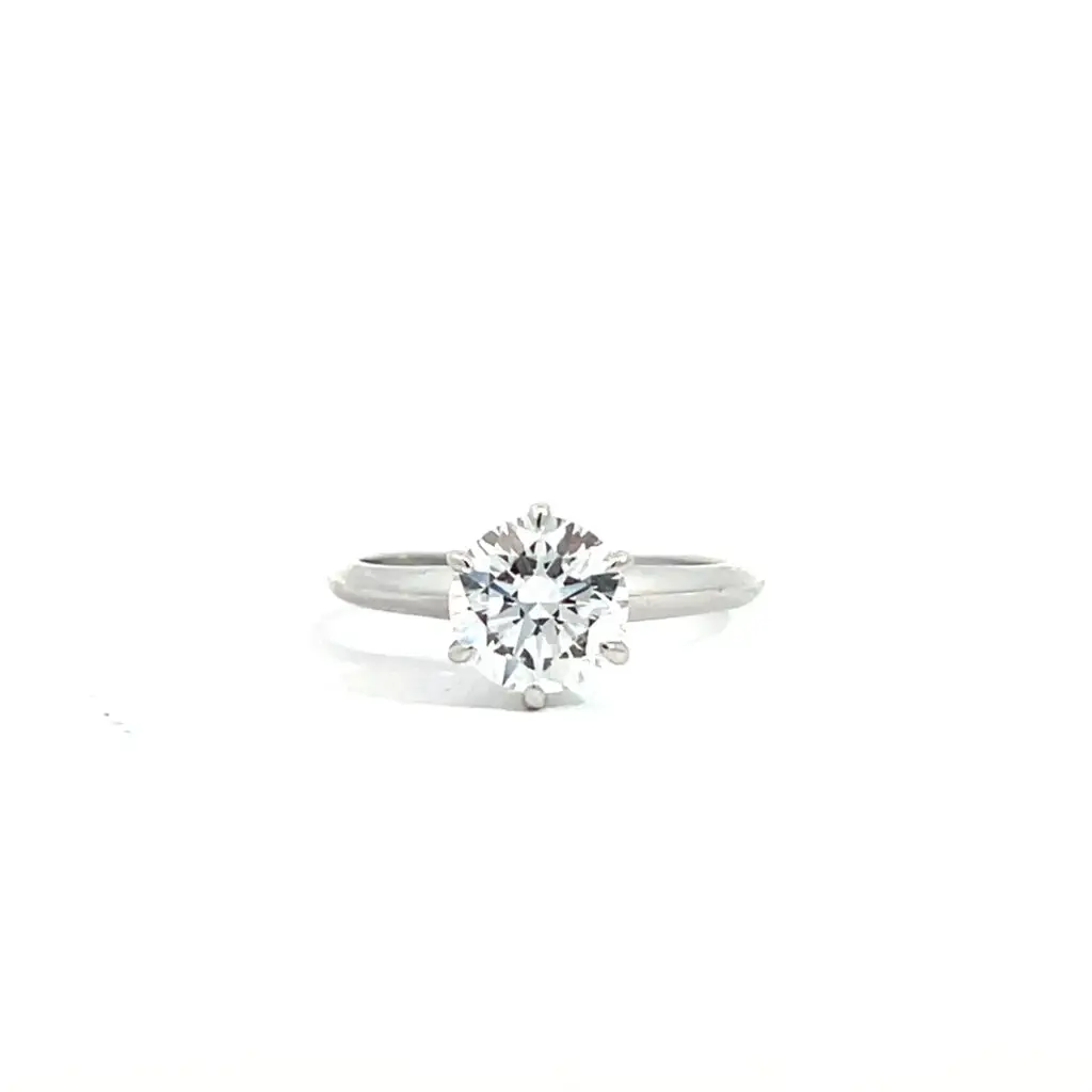 Anillo 10kt Oro Blanco Diamante de Laboratorio Corte Redondo 1.50ct