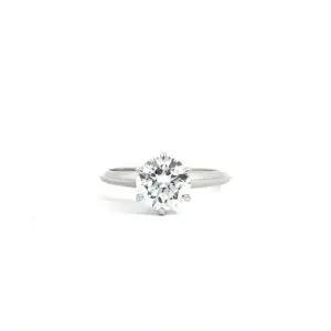 Anillo 10kt Oro Blanco Diamante de Laboratorio Corte Redondo 1.50ct