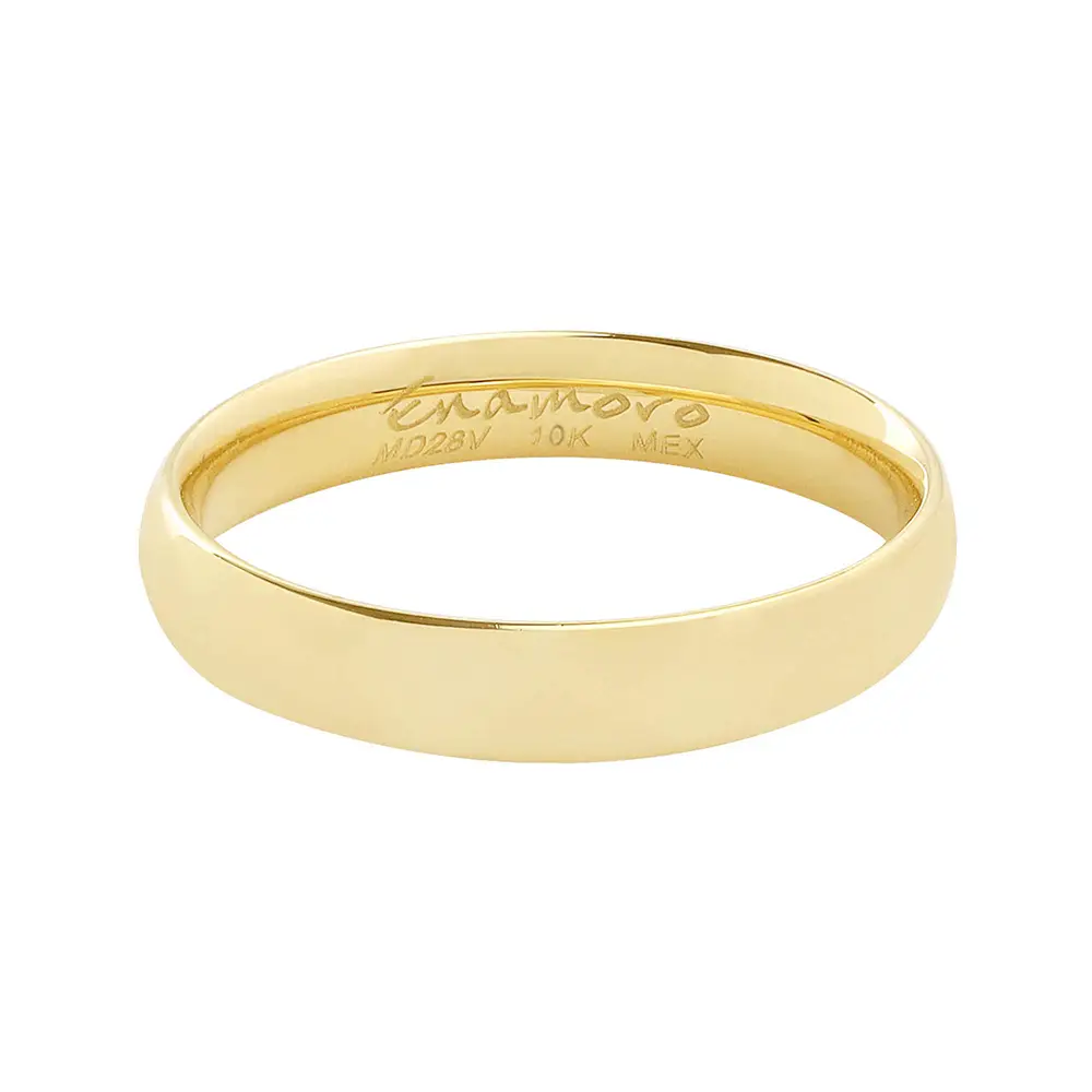 Argolla 10kt Oro Amarillo Confort 4mm Enamoro CF002-41