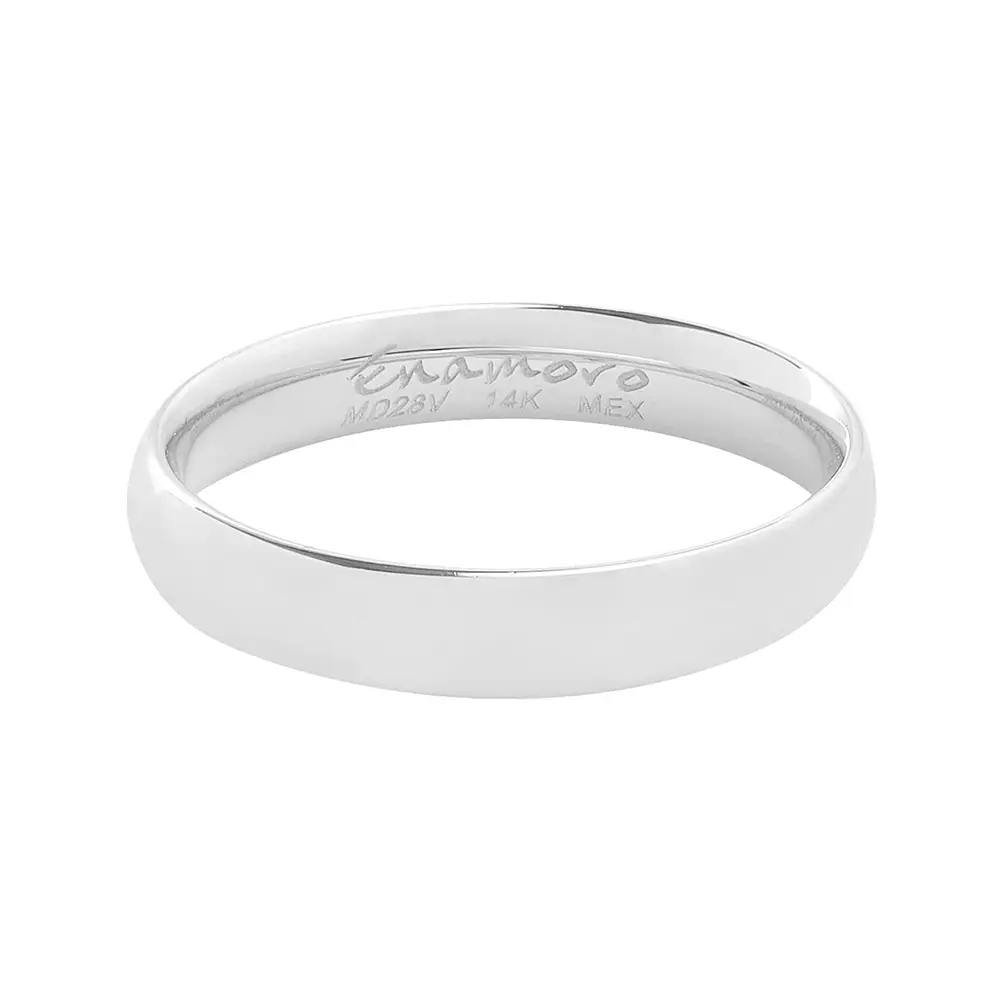 Argolla 14kt Oro Blanco Confort 4mm Enamoro CF002B-44