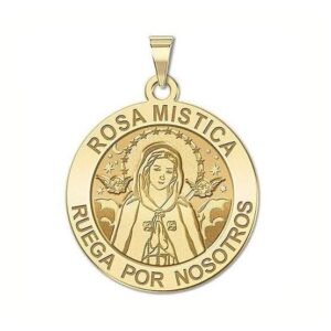 Medalla 14k Oro Amarillo Rosa Mistica