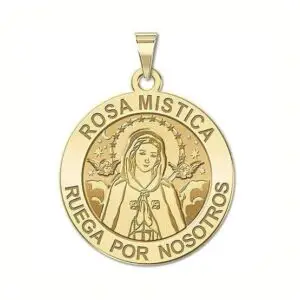 Medalla 14k Oro Amarillo Rosa Mistica