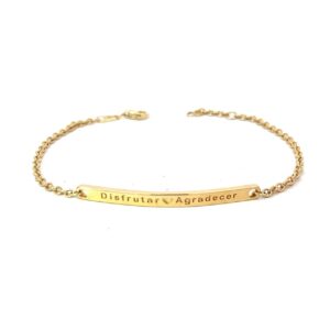 Pulsera 14kt Oro Amarillo con placa personalizada