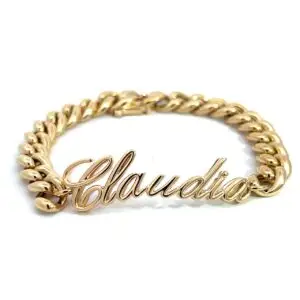 Pulsera 14kt Oro Amarillo con Nombre Personalizada