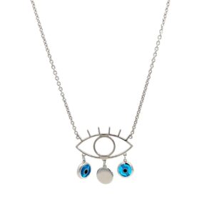 Gargantilla Plata 925 Dije Ojo Turcos Azules