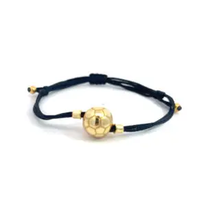 Pulsera Ajustable Plata 925 Baño de Oro Dije de Balón