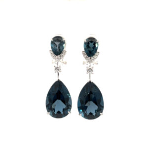 Aretes 14kt Oro Blanco London Topaz