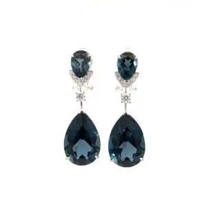 Aretes 14kt Oro Blanco London Topaz