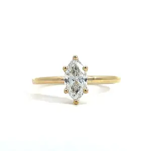 Anillo 10kt Oro Amarillo Clasico con Diamante de Laboratorio Marquesa 0.80ct
